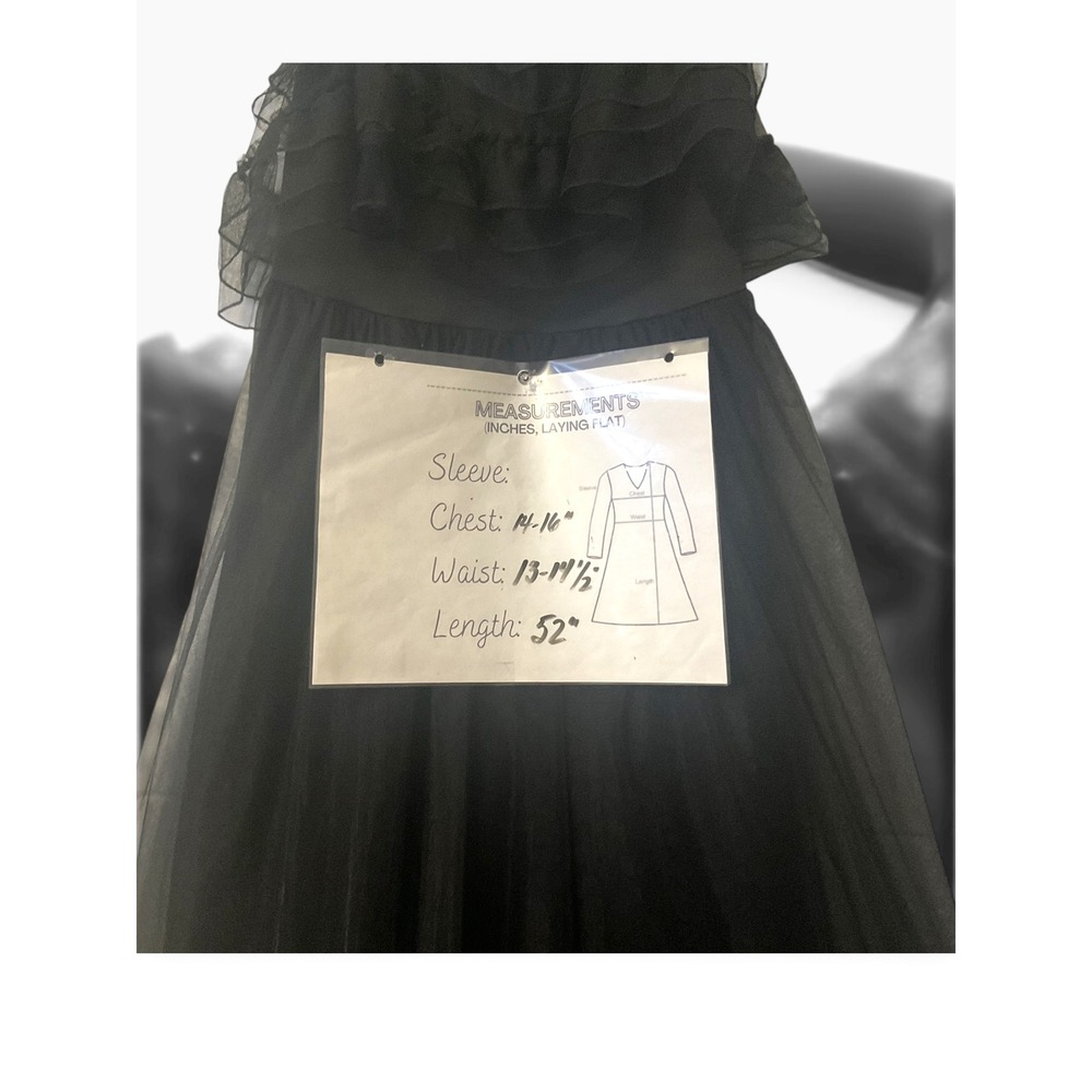 Faeriesty Black Tulle Maxi Dress Tiered Ruffle Formal Gown Size L - Picture 8 of 8